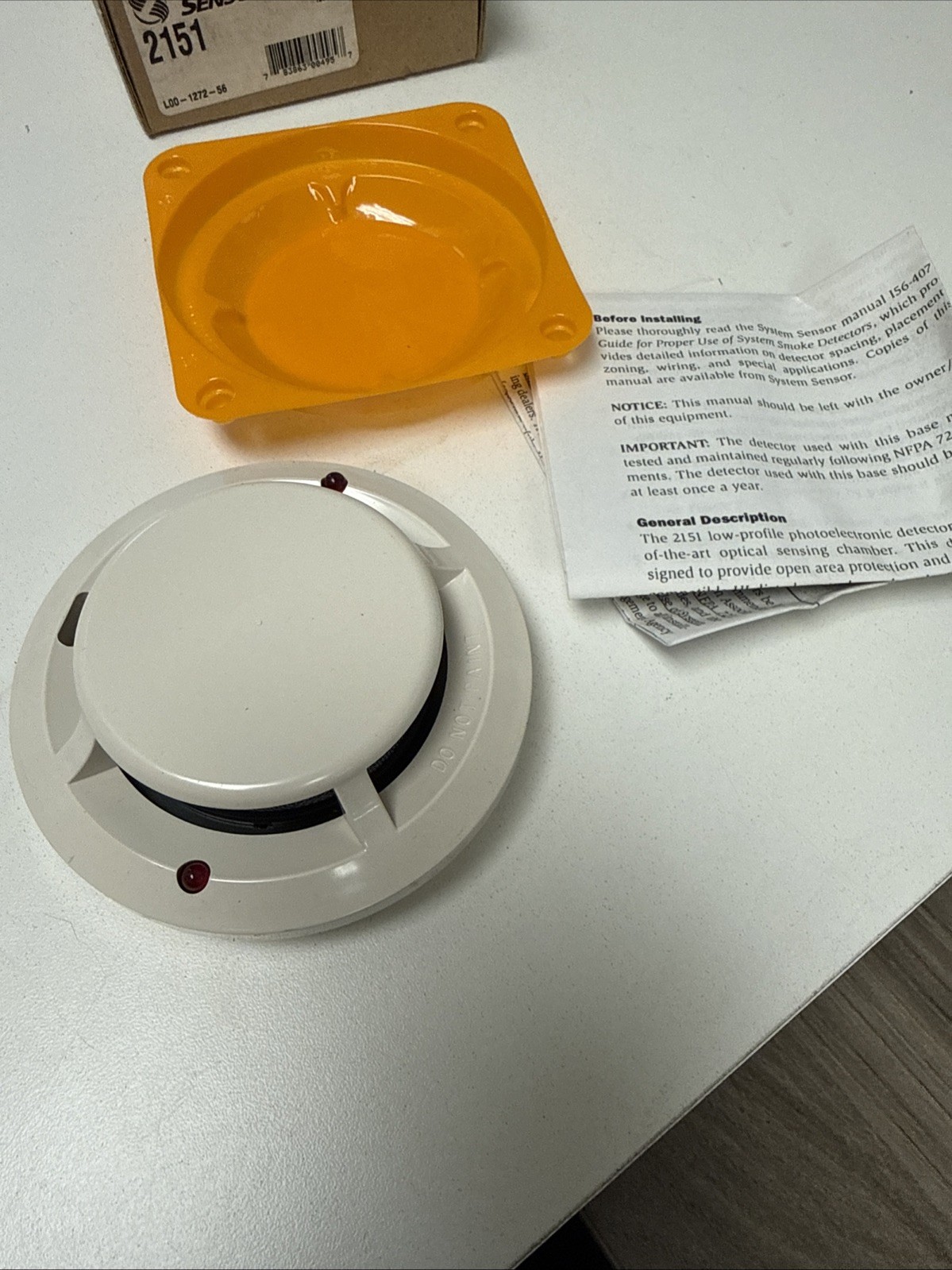 SYSTEM SENSOR 2151 CONVENTIONAL PHOTOELECTRIC SMOKE DETECTOR - New - big top