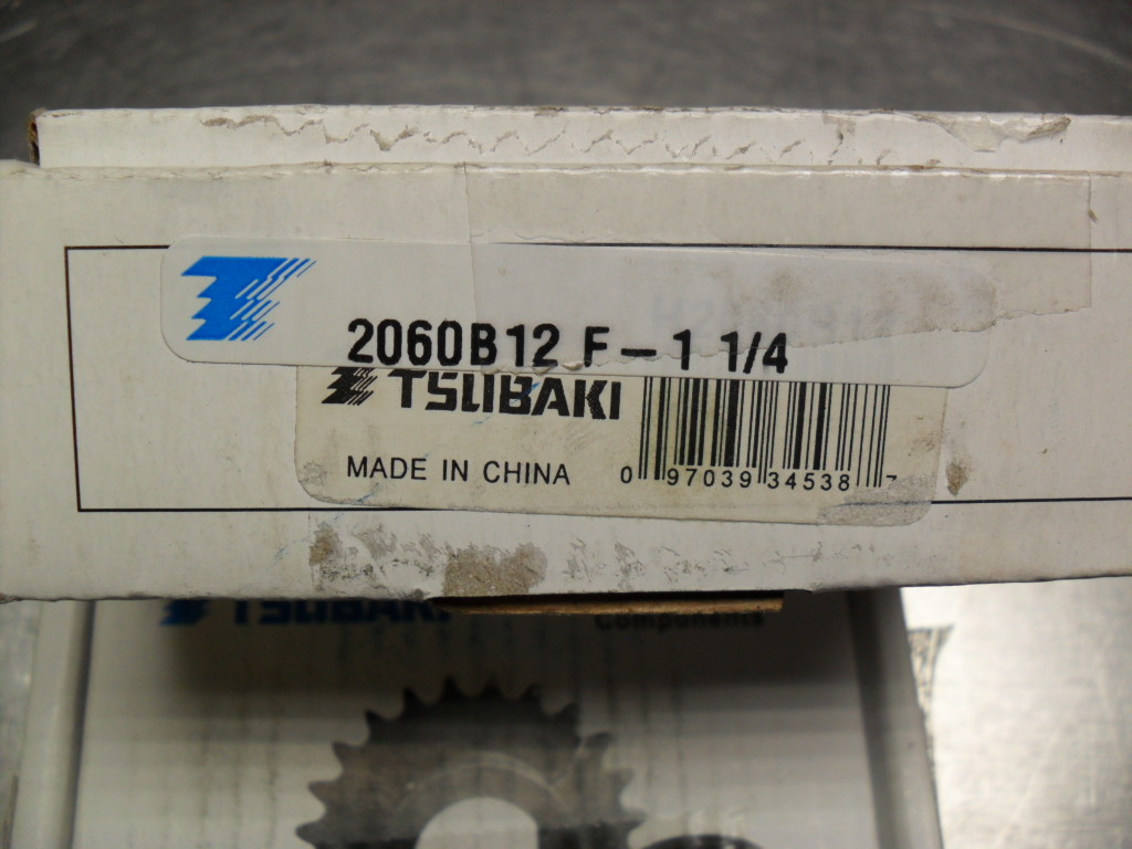 Tsubaki 2060B12 F-1-1/4  Type F Bored to Size Sprocket Diameters ⁄ ” Pitch 38