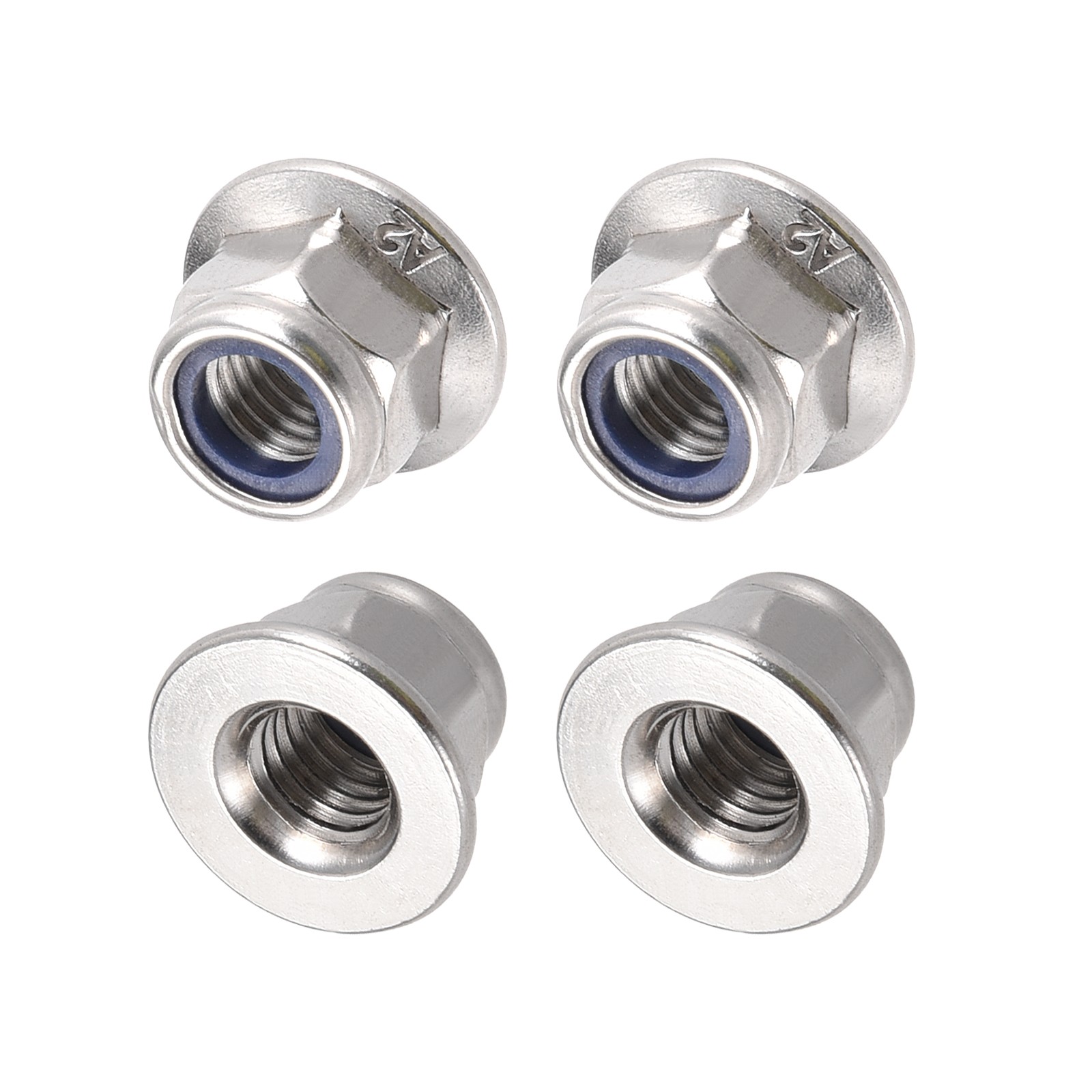 Hex Flange Nylon Insert Lock Nuts,4 Pcs,for Industrial Construction Fasteners
