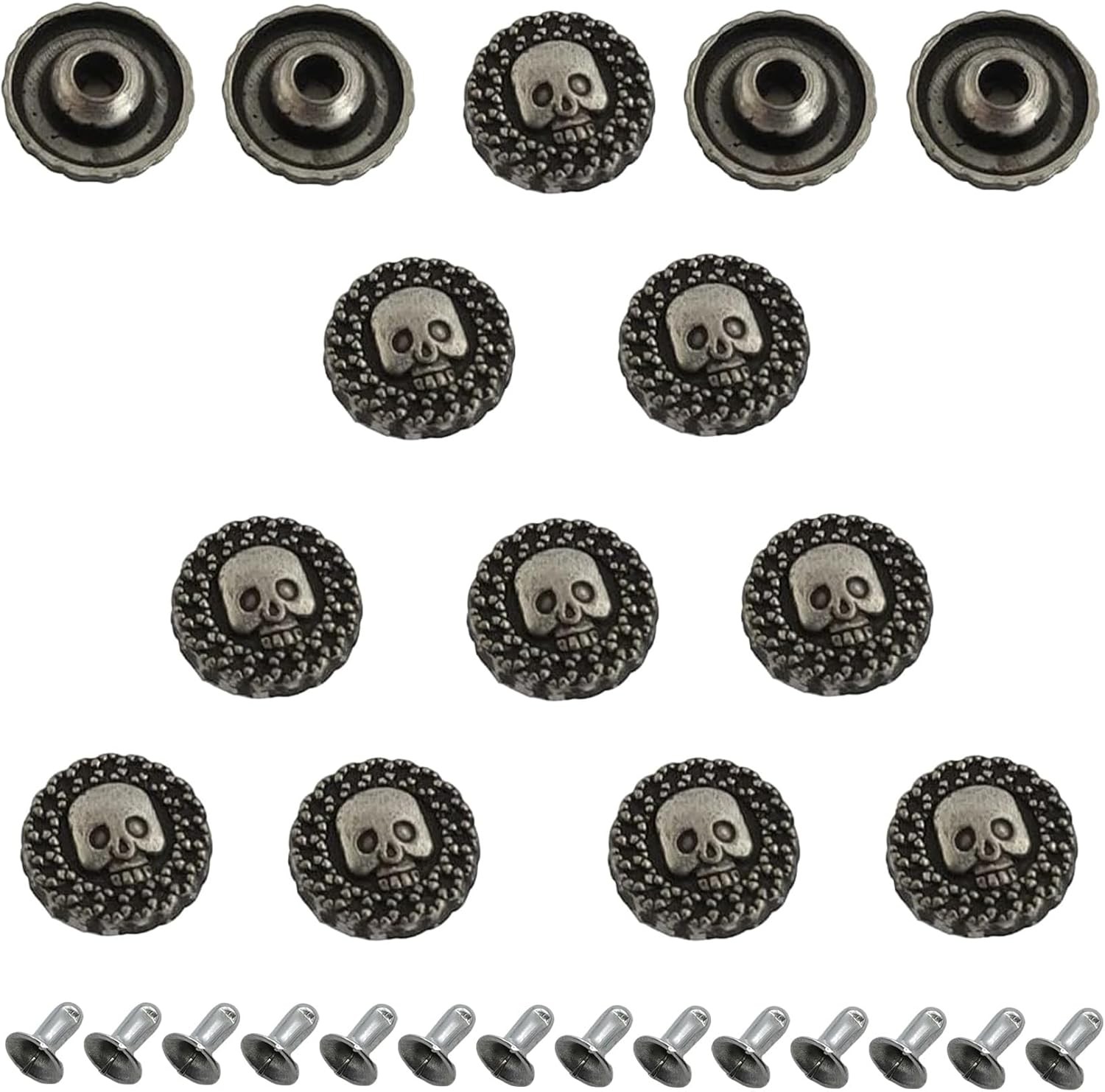 100 Pcs Metal Skull Buttons, Skull Rivets, Leather Decoration Conchos Buttons, M
