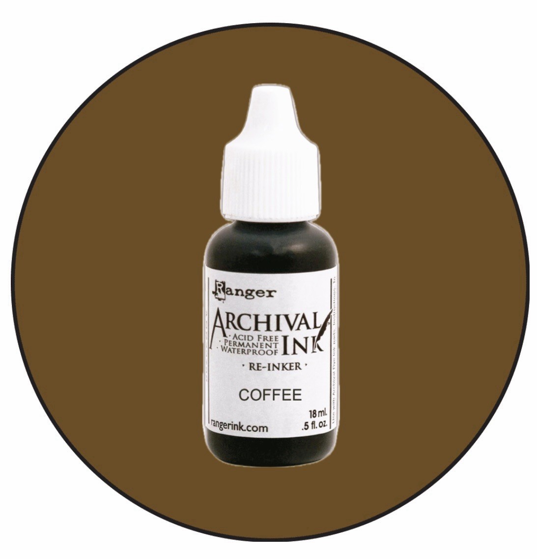 Ranger Archival Re-inker COFFEE .5 fl oz Permanent Acid Free For Ink Pad