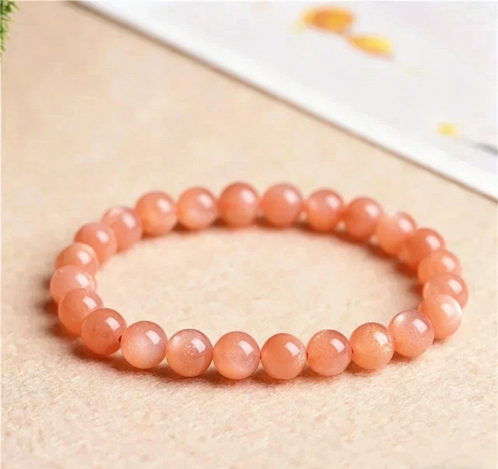 AAA+ Sunstone 7mm Beads Crystal Reiki Bracelet Boost  Confidence and Optimism