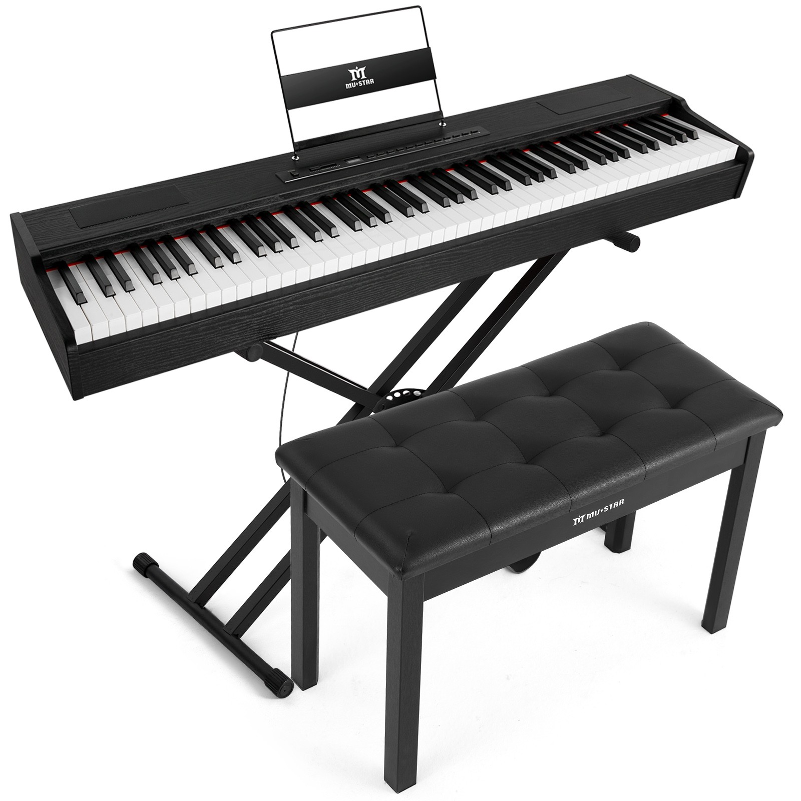 Black 88Keys Full Weighted Hammer Action Digital Piano Keyboard with Pedal,Bench