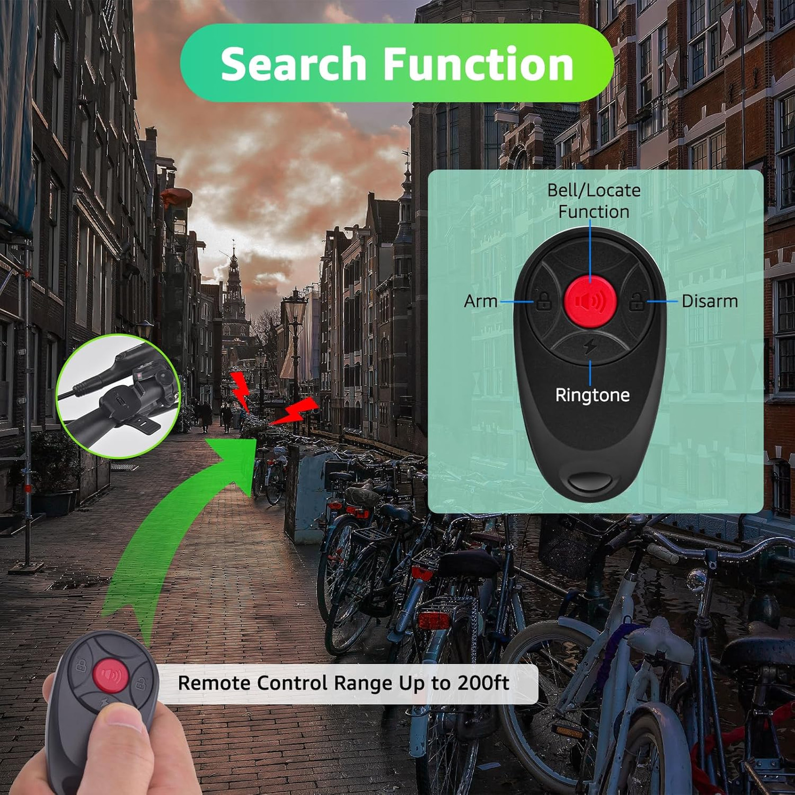 Motorcycle Alarm System with Remote 113dB Waterproof Adjustable Volume and