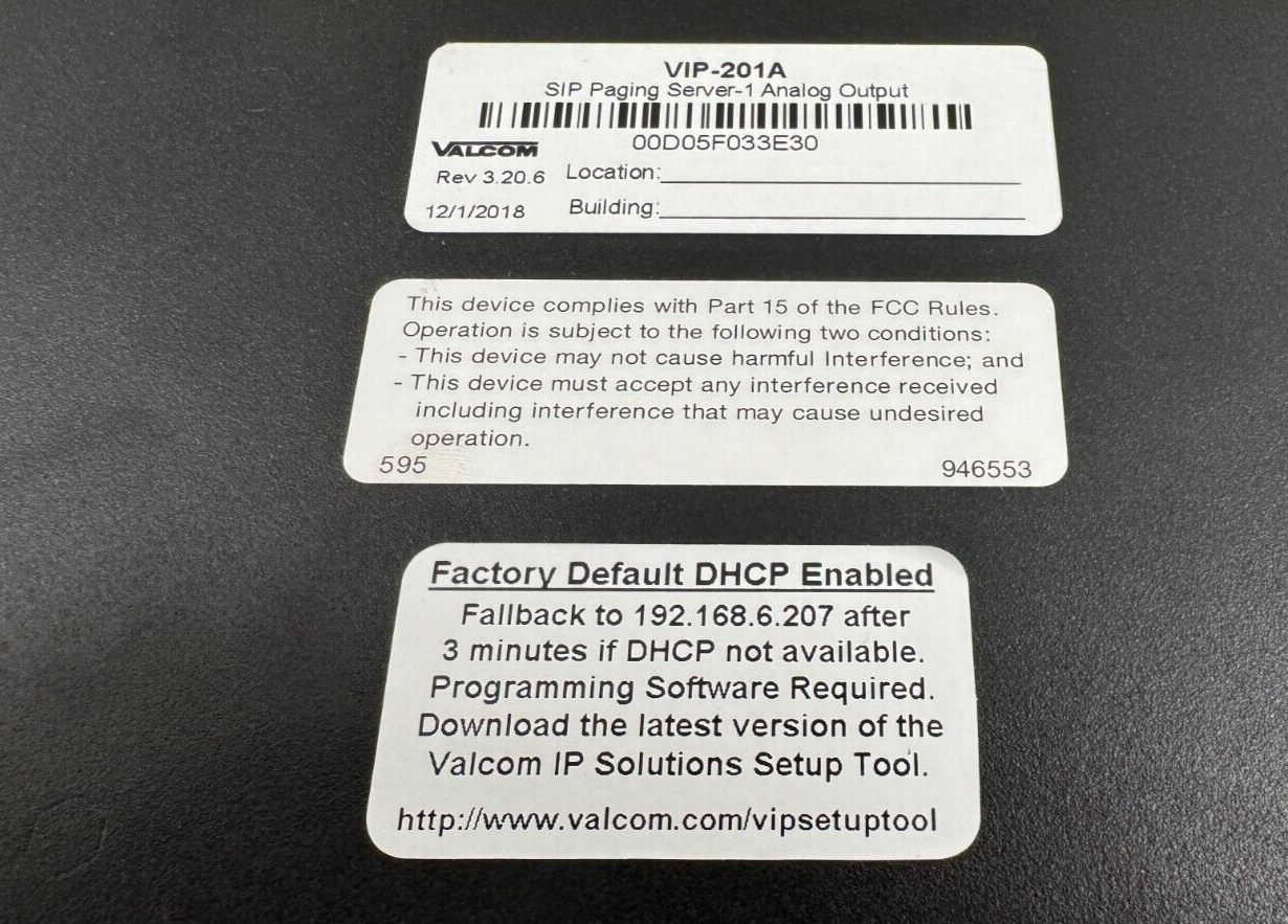 Valcom PagePro IP V201A Paging System