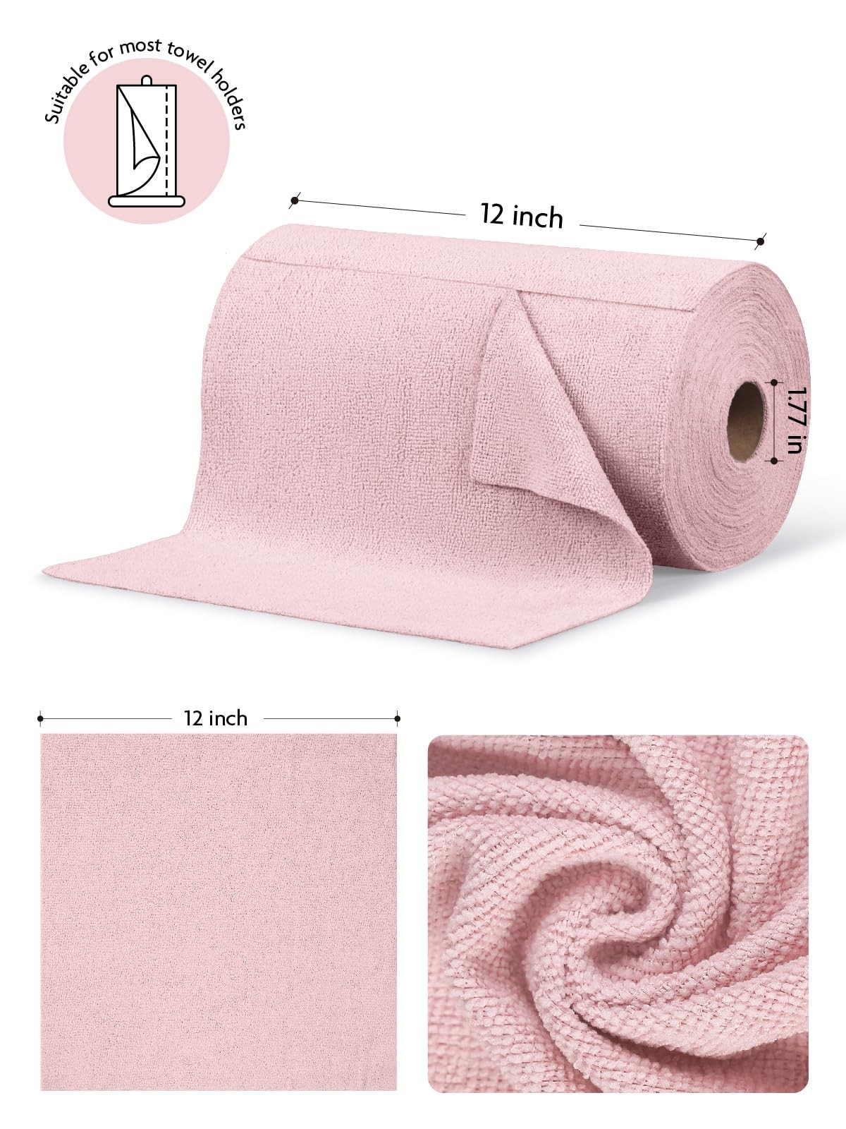 Microfiber Cleaning Cloth Roll -75 Pack, Tear Away Microfiber Towels, 12" x 1...
