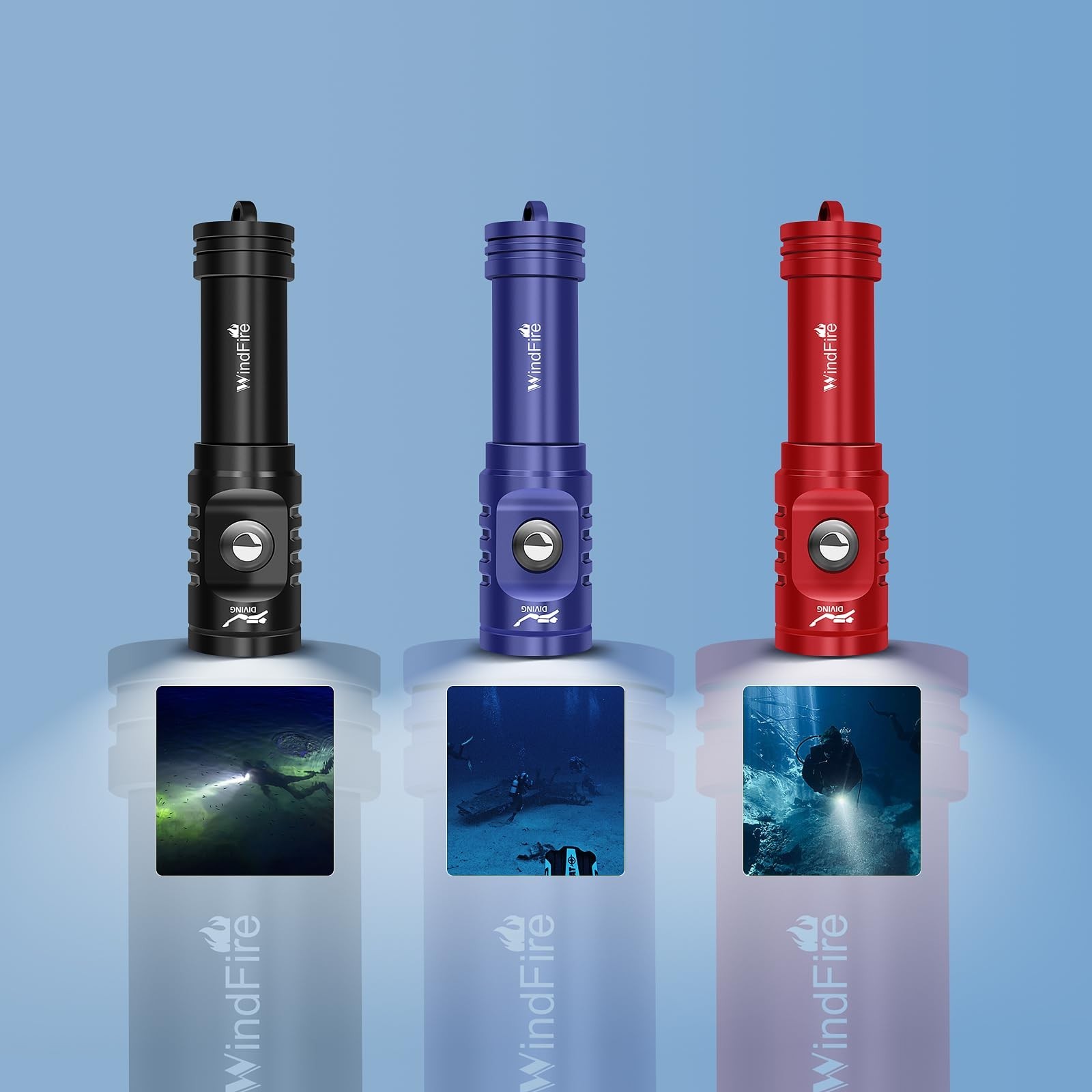 WINDFIRE TS08 Scuba Dive Light Rechargeable Underwater Flashlight