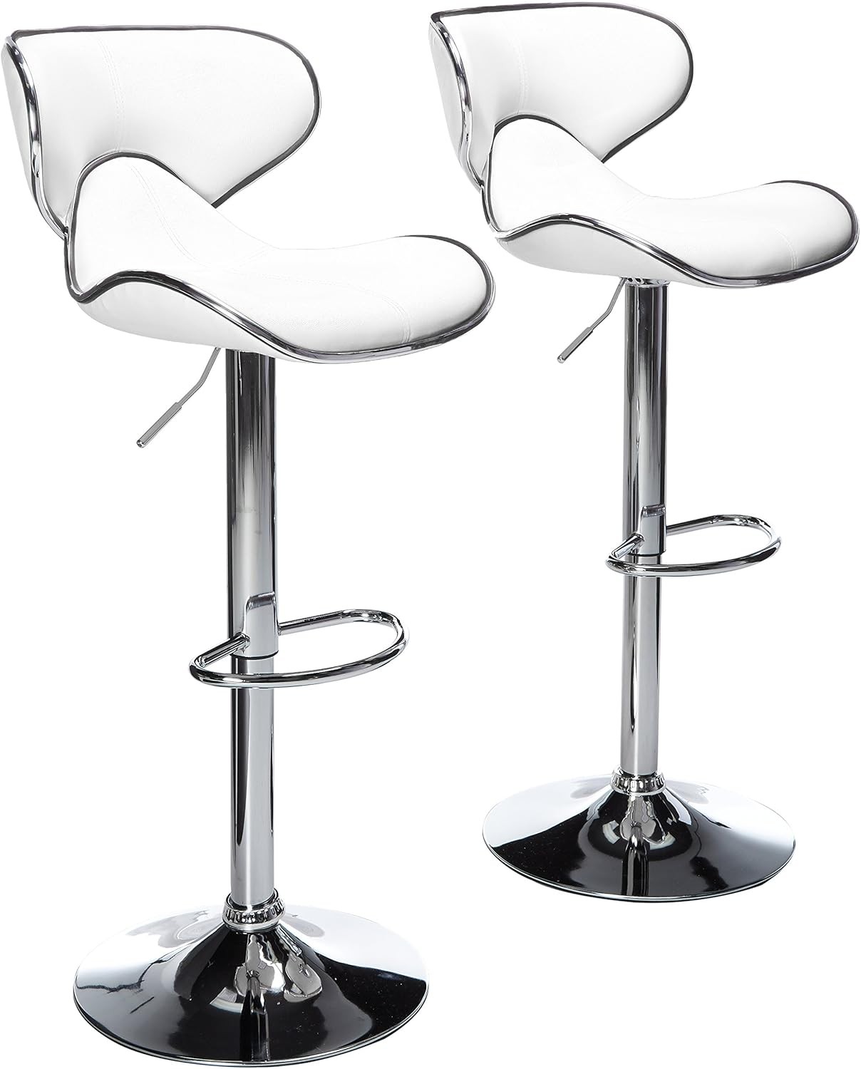 Masaccio Cushioned Leatherette Upholstery Airlift Adjustable Swivel Barstool W/