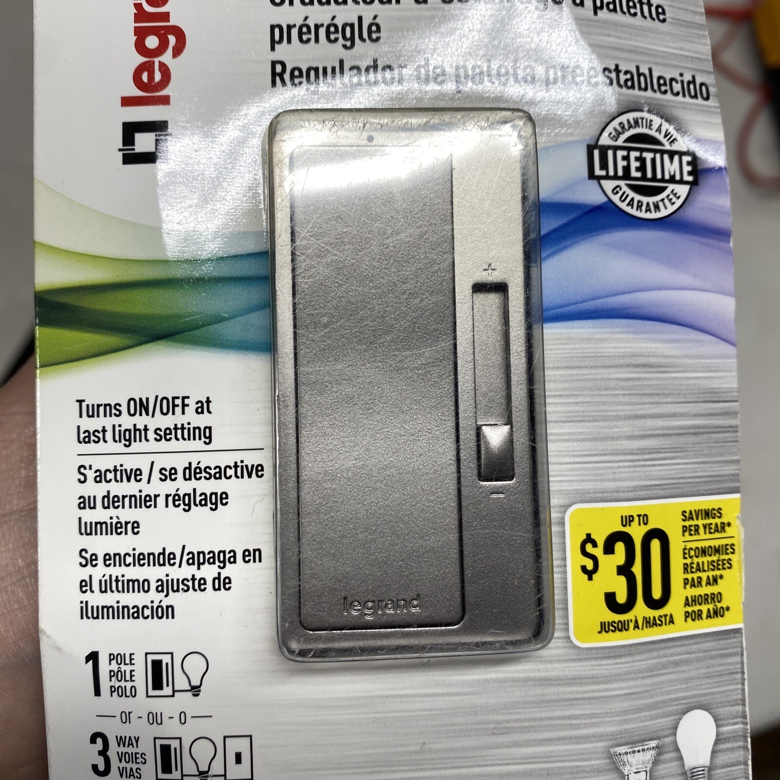 PASS & SEYMOUR RH703PNICCV4 700W Nickel Single Pole, 3 Way Dimmer switch