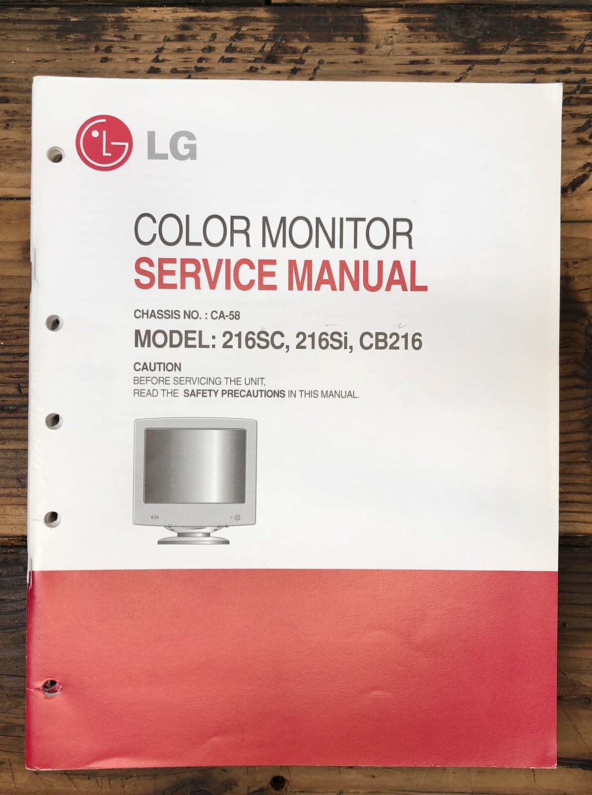 LG Model 216SC 216Si CB216 Monitor  Service Manual *Original*