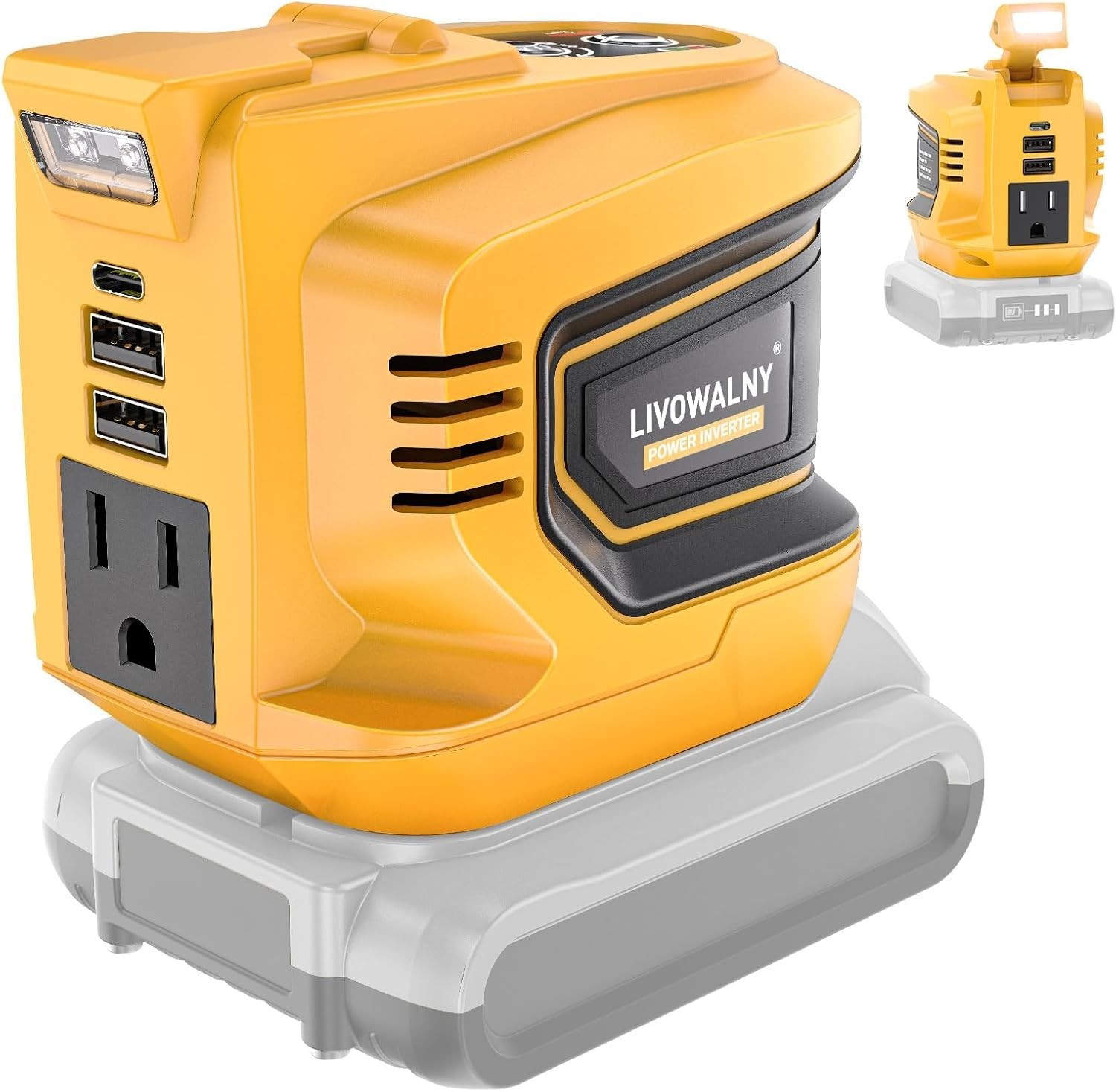 200W Power Inverter Compatible with DeWALT 20V Battery, DC 20V to AC 110-120V Po