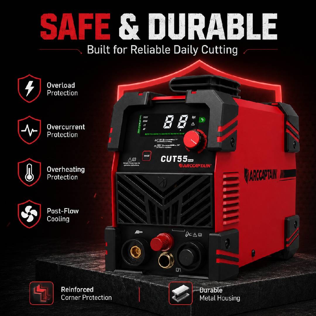 ARCCAPTAIN 55A Plasma Cutter, Non-Touch Pilot Arc High-Frequency Plasma Cutting