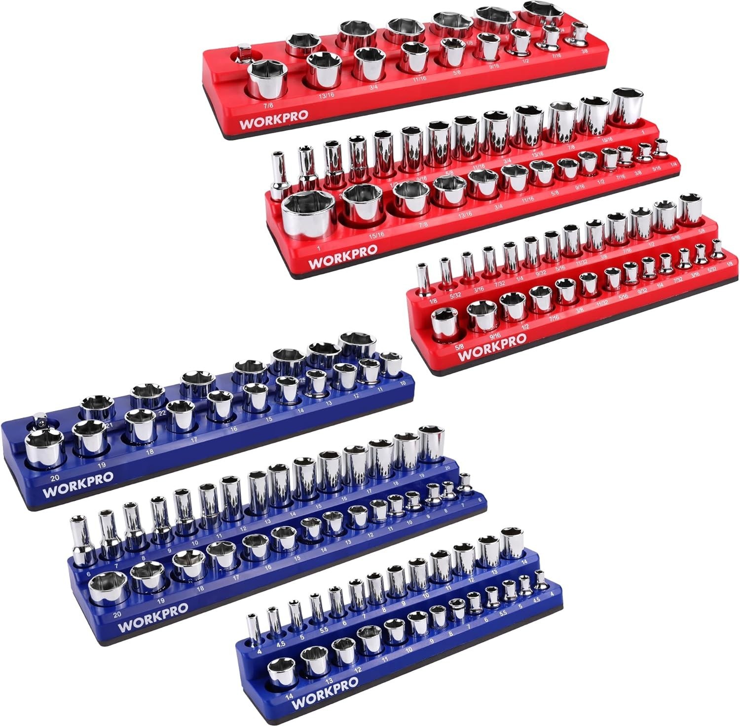 Magnetic Socket Organizer for Standard & Deep Sockets - 6 Trays Included