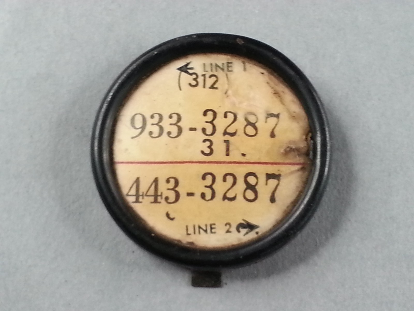 Antique Center Telephone Dial Rotary Number Cover 312-933-3287 443-3287 Chicago