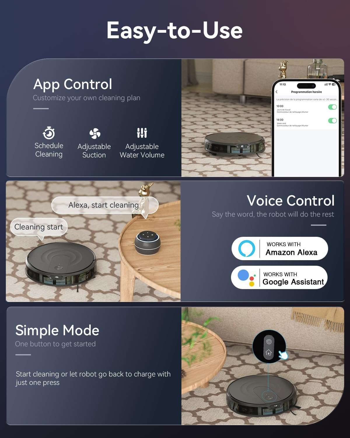 Robot Vacuum and Mop Combo, Lidar Navigation, 9000Pa Suction Robotic Vacuum Clea
