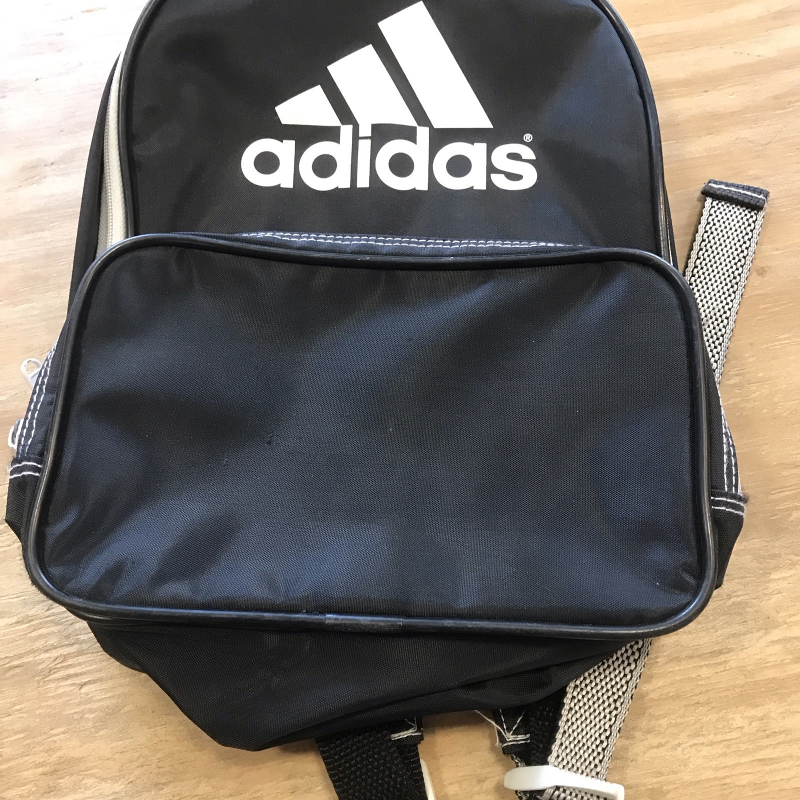 Vintage Adidas Black & White Backpack Small Nylon Unisex Mini Adjustable Straps