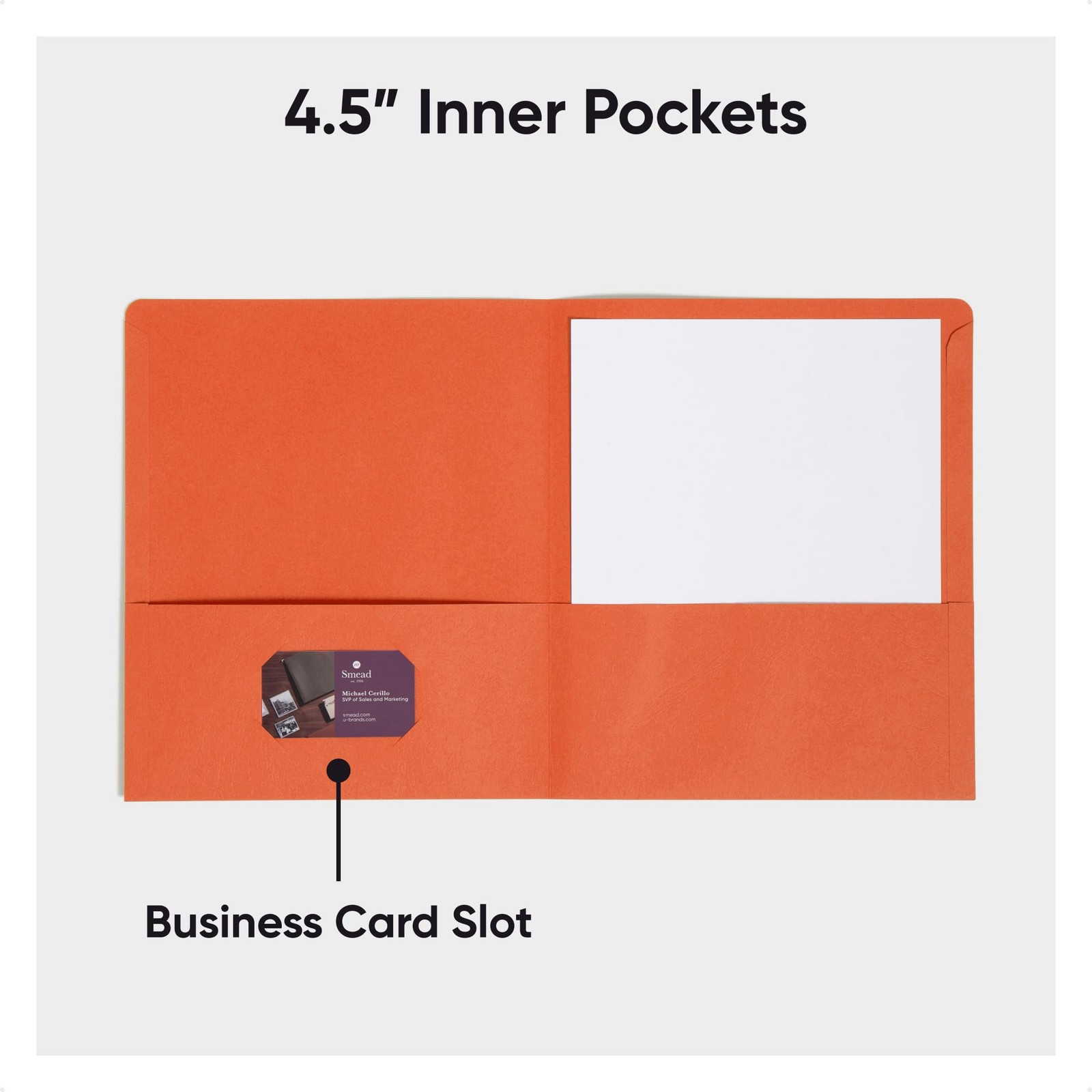 Two-Pocket Heavyweight Folder Paper Folders with Pockets Letter Size Orange 2...
