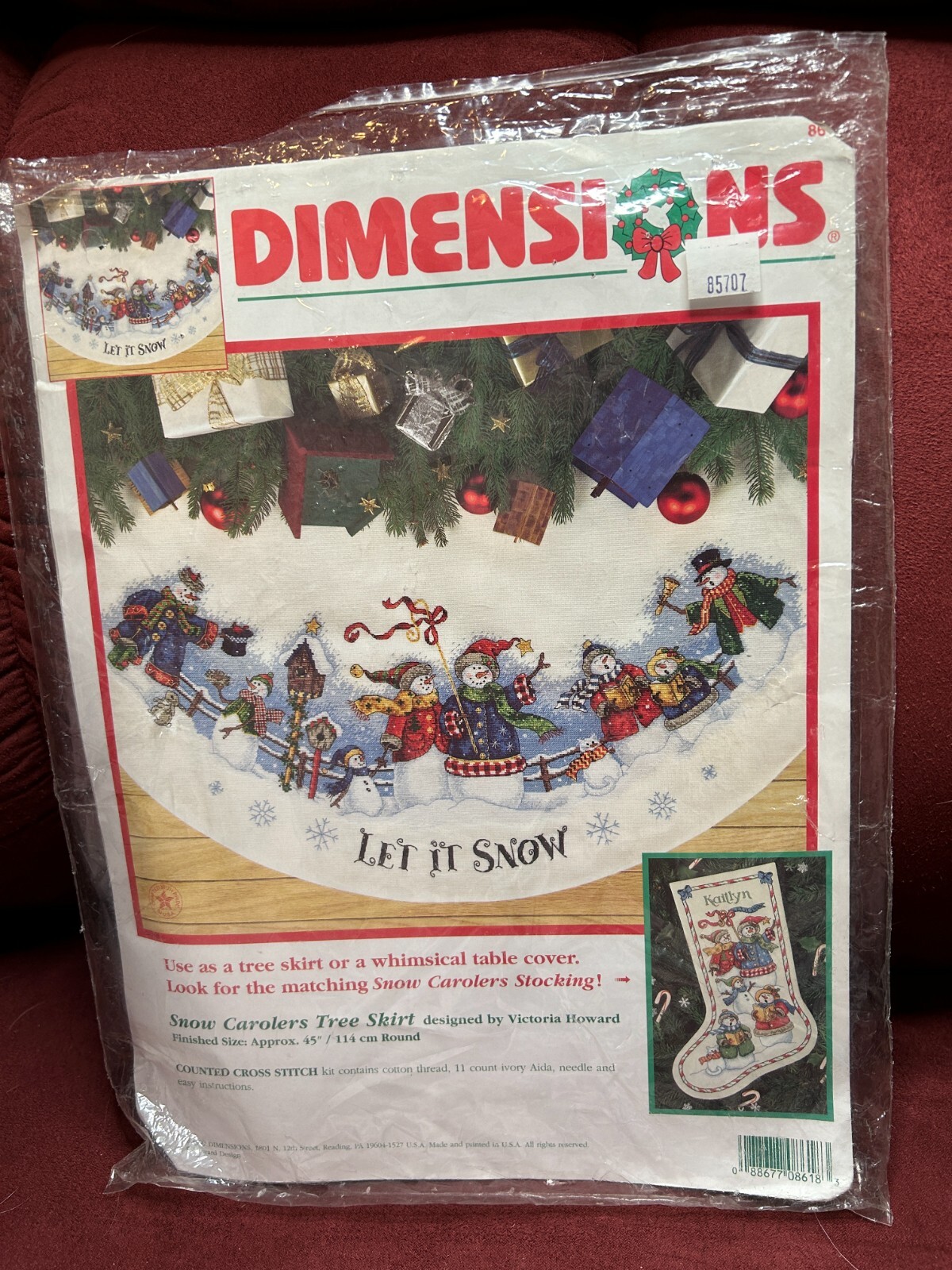 Dimensions **Chart & Color Picture Only FROM KIT**  - SNOW CAROLERS TREE SKIRT