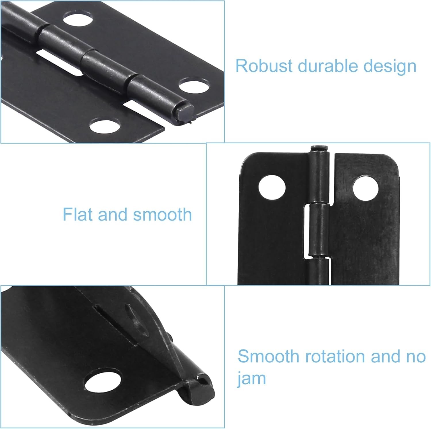 Durable 24Pcs Black Butt Hinges - Compact 1" x 3/4" for Various Applications