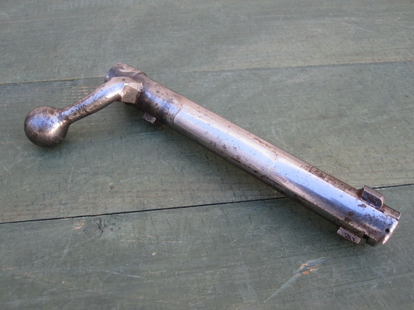 Vintage Mauser Rifle Bolt Body with Curved Handle and Extractor