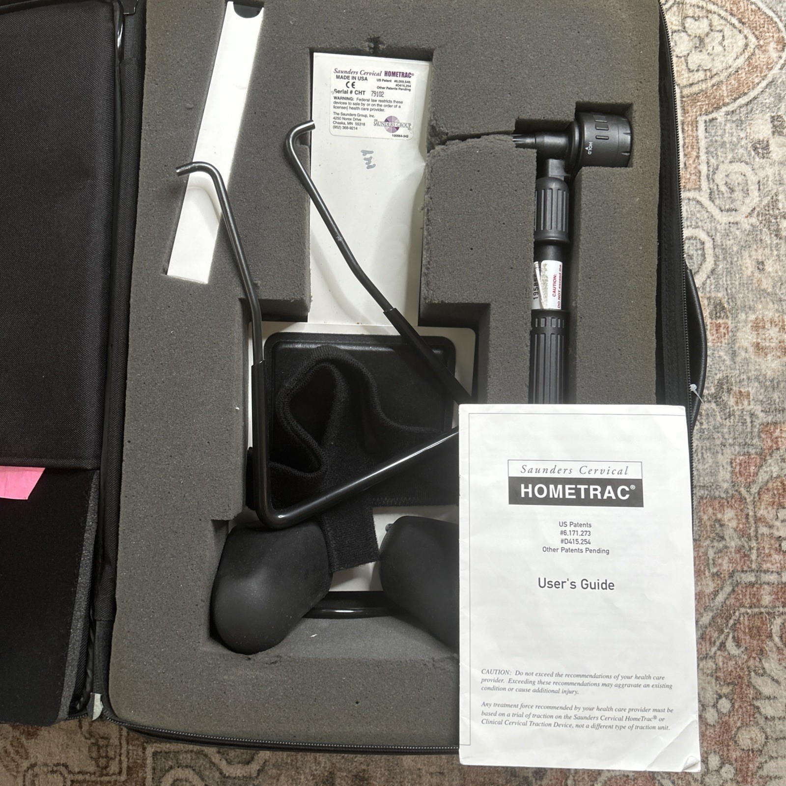 Saunder Cervical Traction Home Trac Neck Device With Deluxe Carrying Bag & Pump