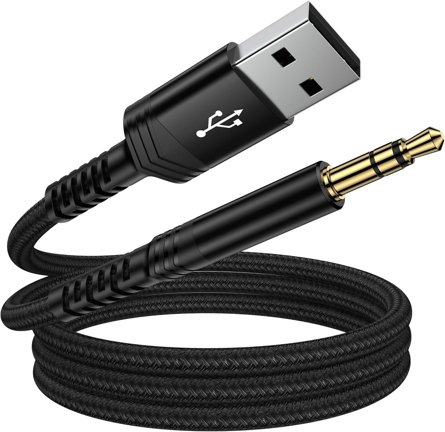 USB A to 3.5mm AUX Audio Cable Braided 3FT USB Male to AUX Male Jack Adapter TRS
