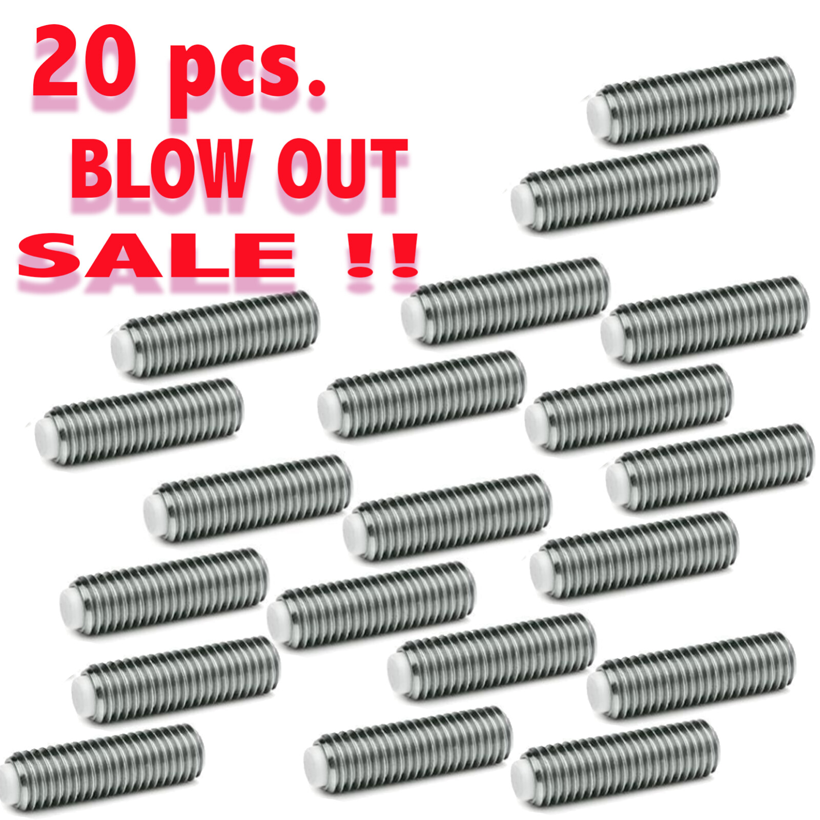 #4-40 x 1/2  Nylon Tip Socket Set Grub Screw Coarse Stainless Steel 18-8 - 20pcs