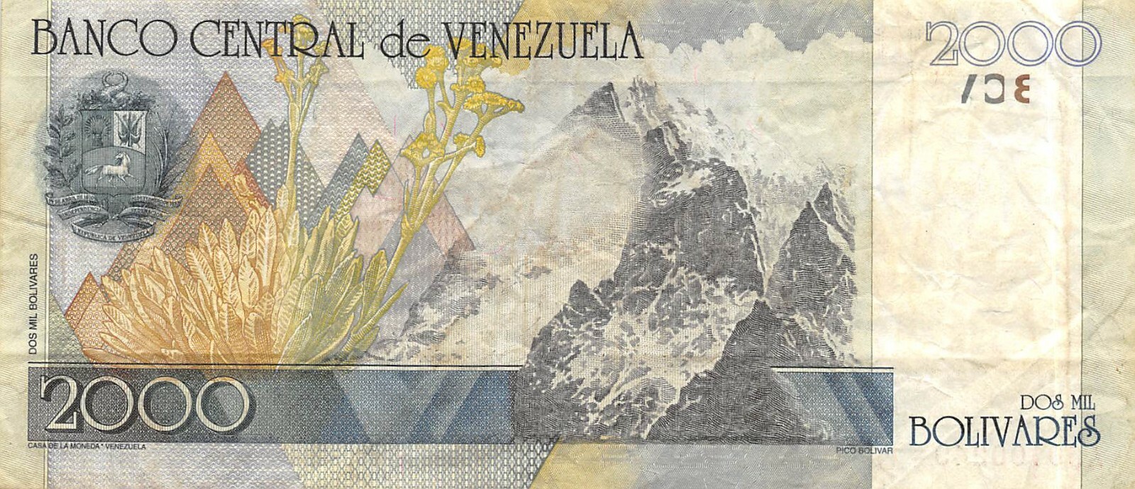 Venezuela  2000  Bolivares  29.10.1998  Series  A  Circulated Banknote G26