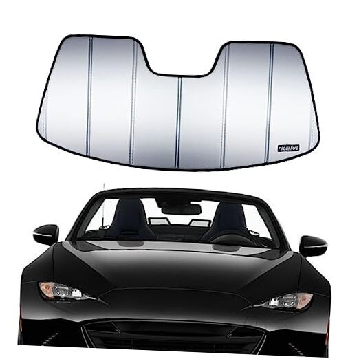 Windshield Sunshade for Mazda MX-5 Miata Premium Grey Leather 2016-2025 gray