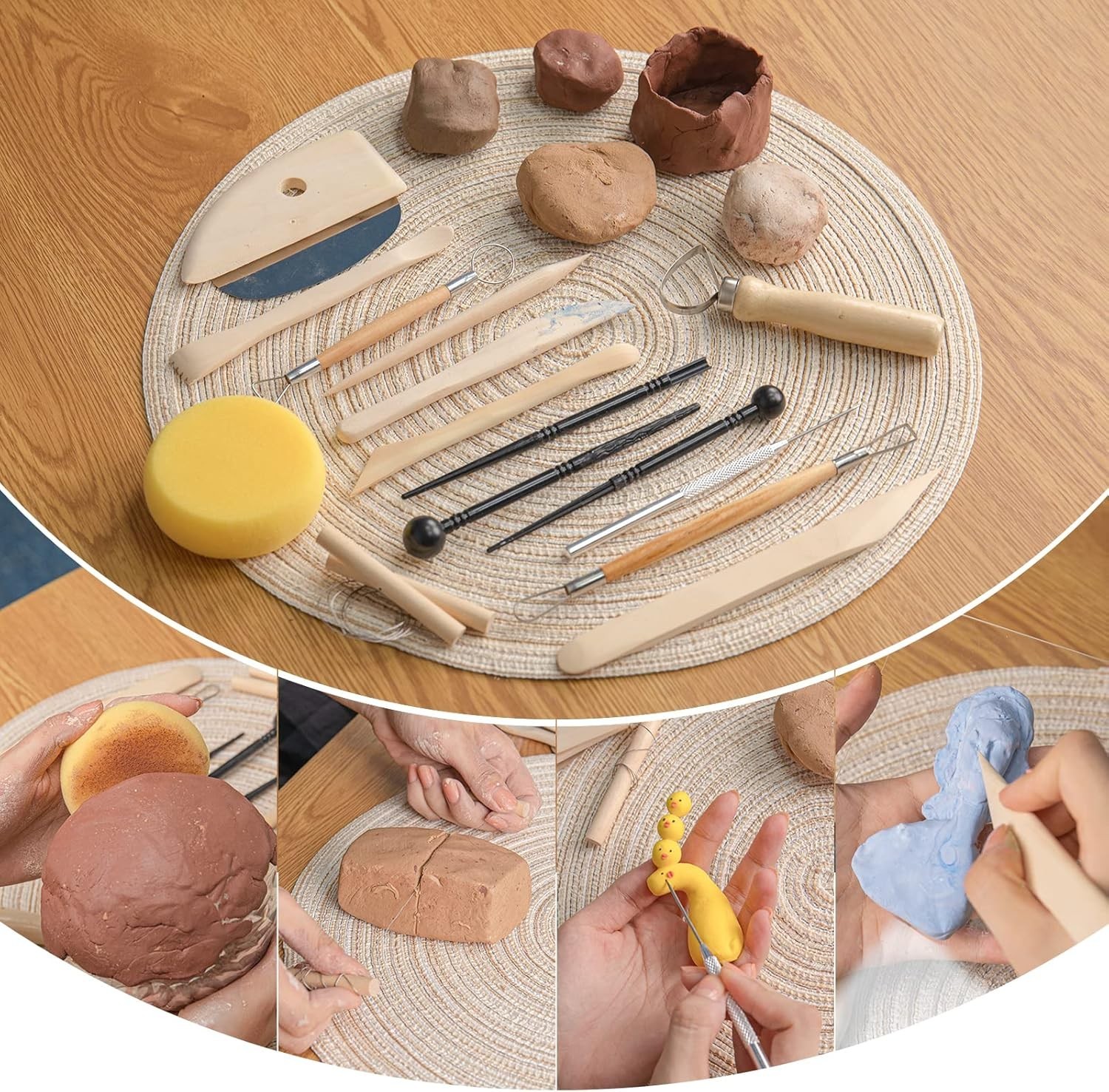 Pottery Tool Kit, 17pcs Polymer Clay Tools, Modeling Clay Sculpting Tools Kit...