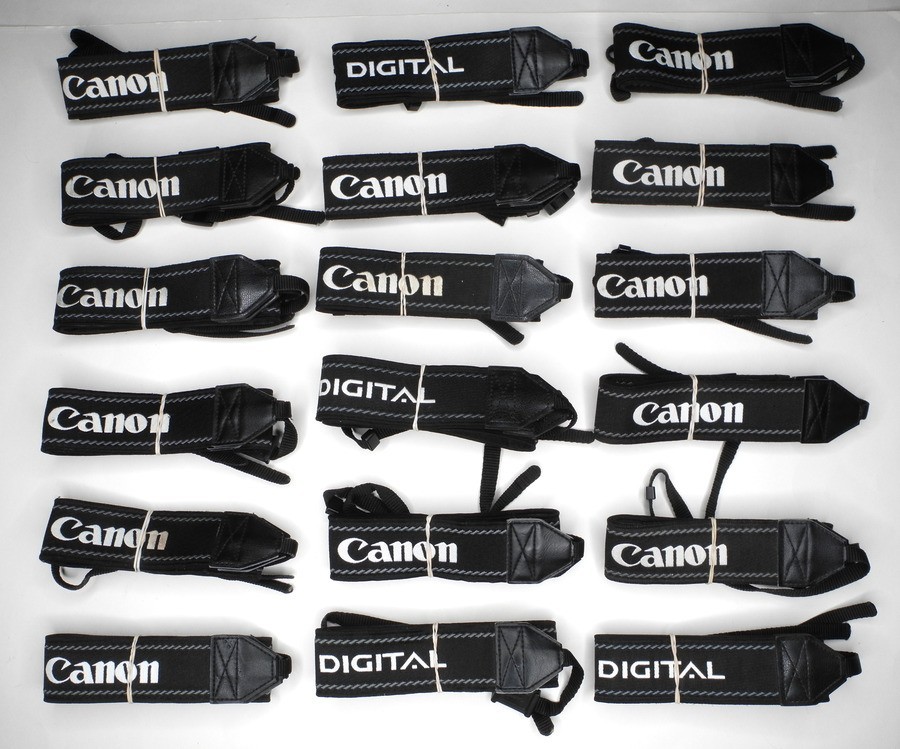Lot Of 18x Canon EOS Digital Black / White 1 9/16" Camera Neck Straps