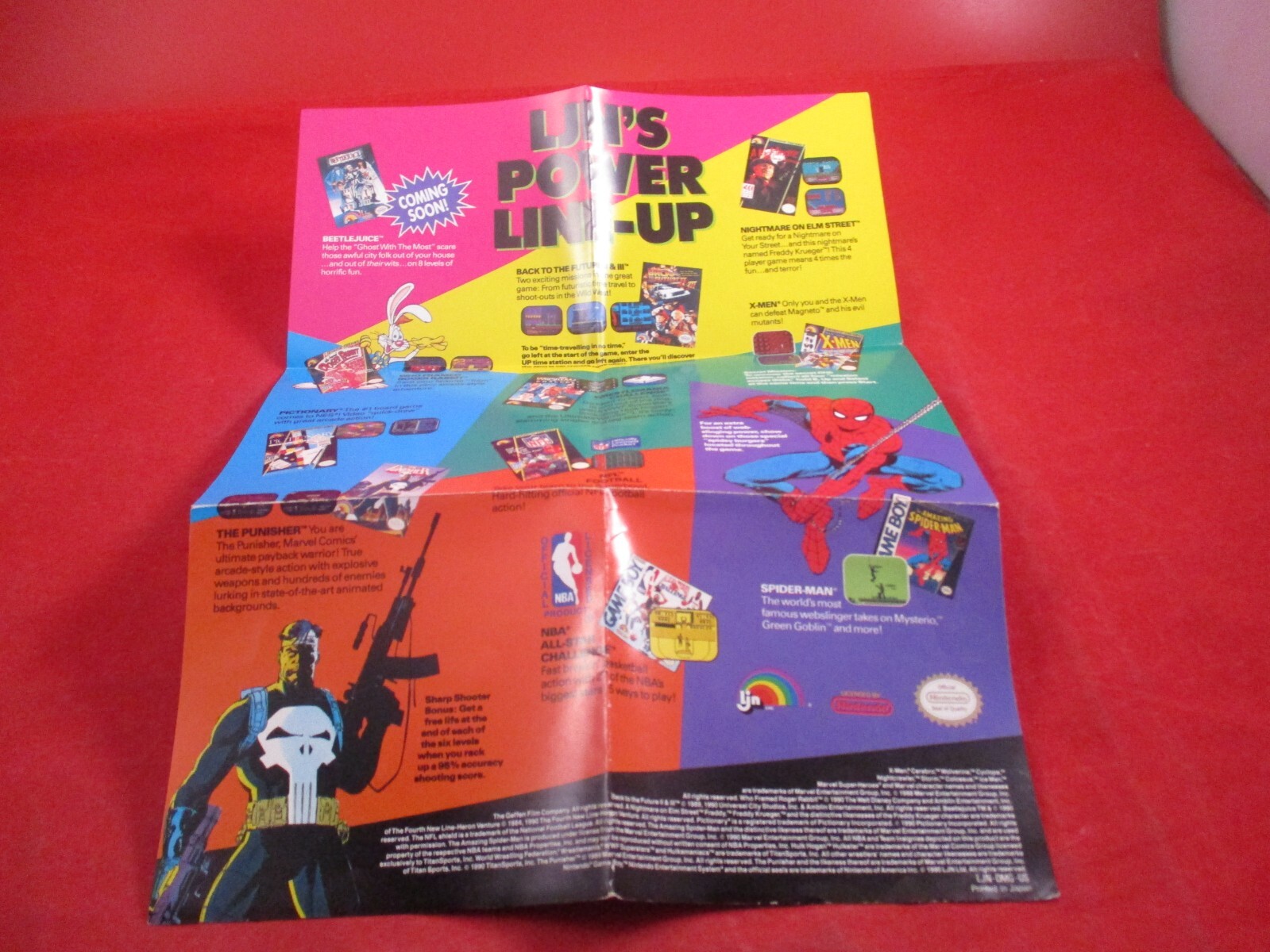 LJN's Power Line-Up Nintendo NES Game Boy Foldable Promo Poster Insert ONLY