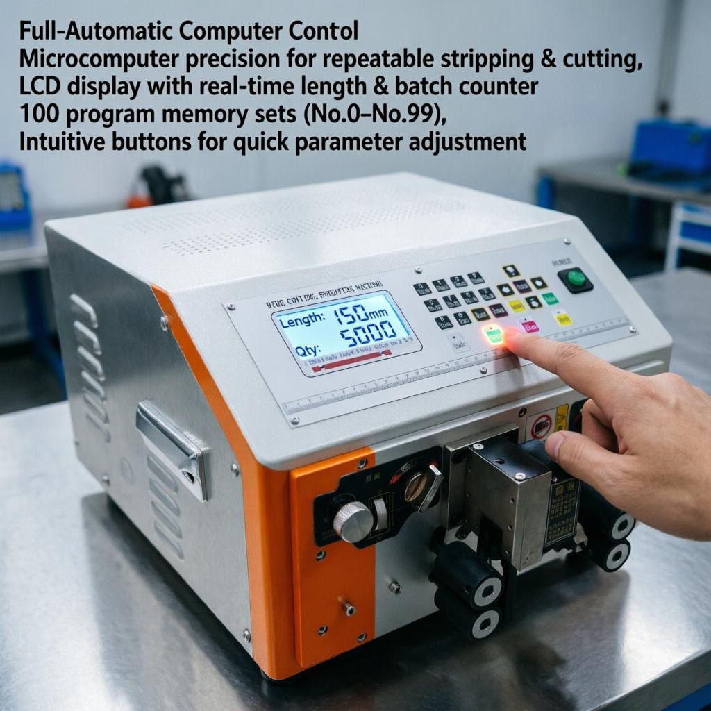 Fully Auto Computer Wire Stripping Cutting Machine AWG8-28 Stranded/Solid Wire