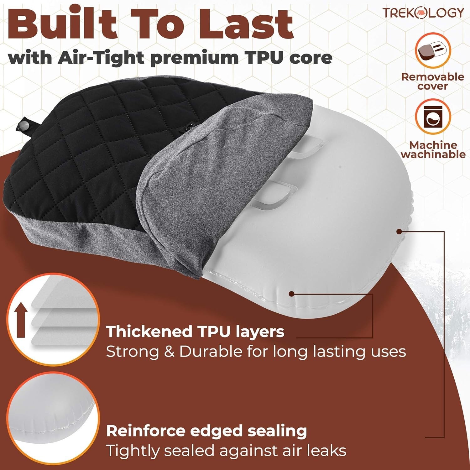Compact Inflatable Camping Pillow with Removable Cover for Ultimate Comfort