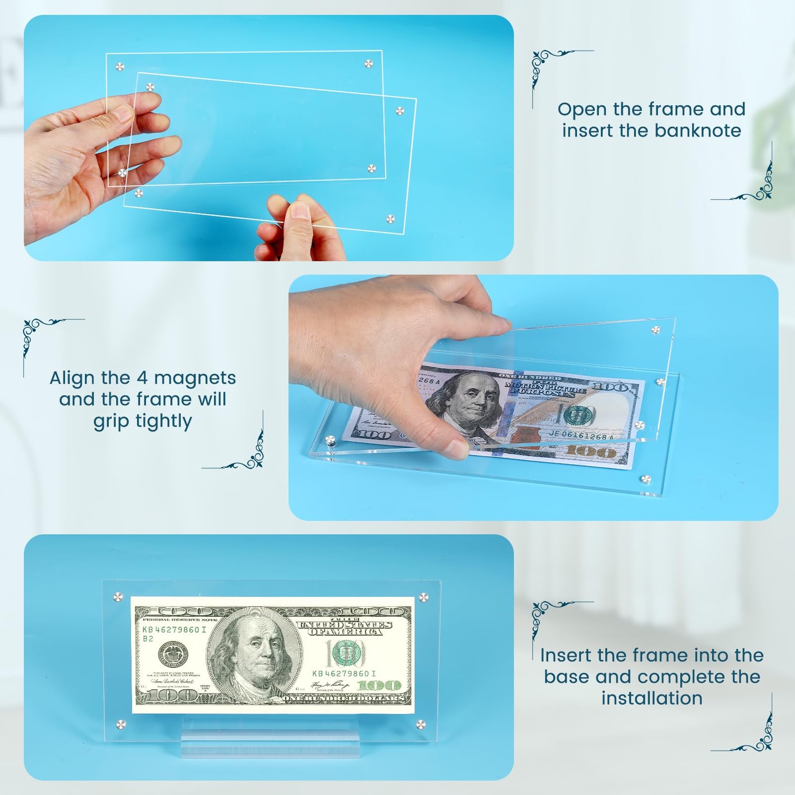 Dollar Bill Frame Display Acrylic Dollar Bill Holder