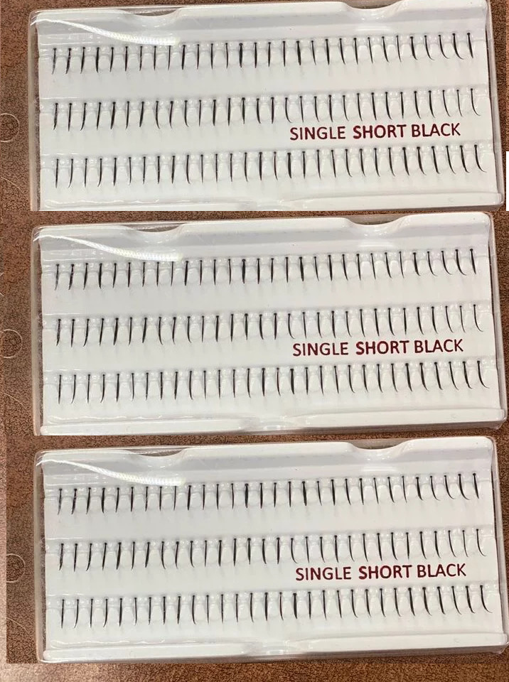 (PACK OF 3) Stardel Lash 100% Human Hair Eyelashes Black SINGLE SHORT