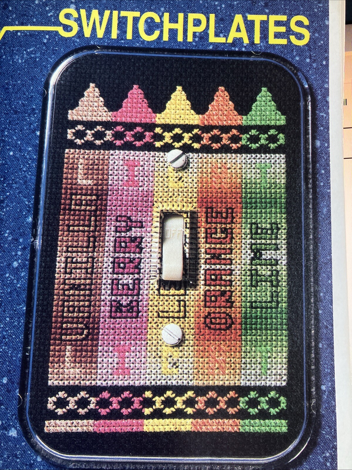 Glow in the Dark Crayons Lightswitch Cover Counted Crosstitch Pattern Kids Child