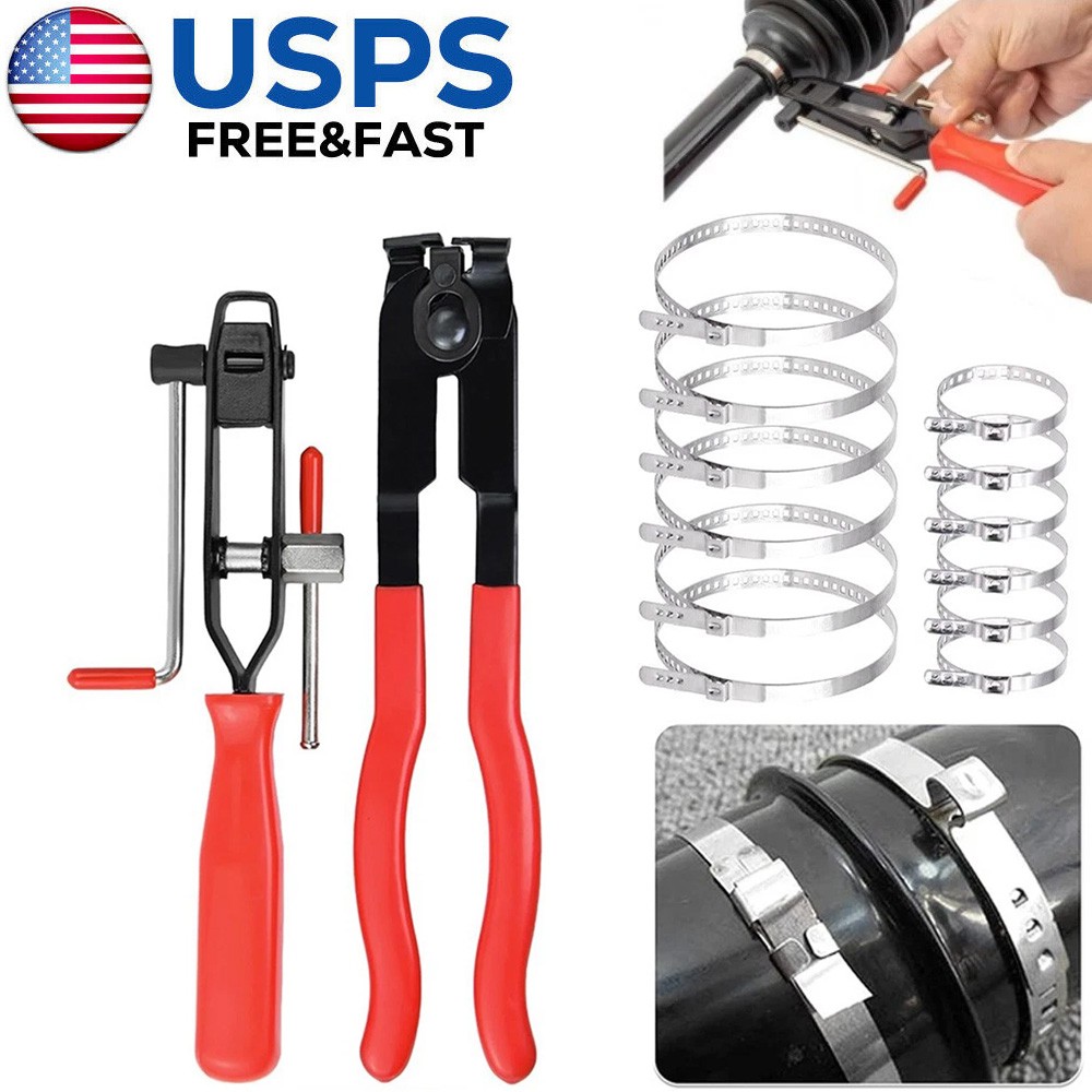 14PCS CV Joint Boot Clamp Pliers with CV Boot Clamps Kit Ear Type Banding Tool