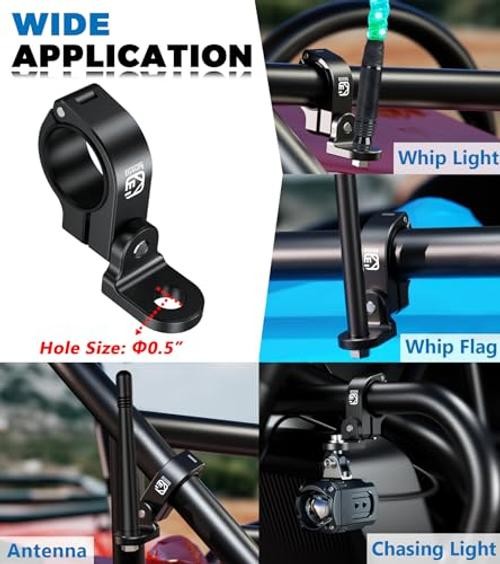 1 PC ATV Whip Light Mount, LED Light Bar Mounting Bracket, Black | Solid