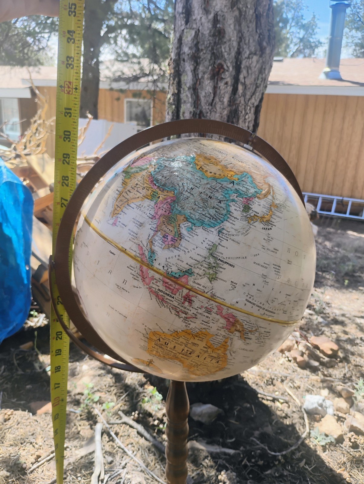 1984 Vintage Replogle Rotating Floor Globe w/Base