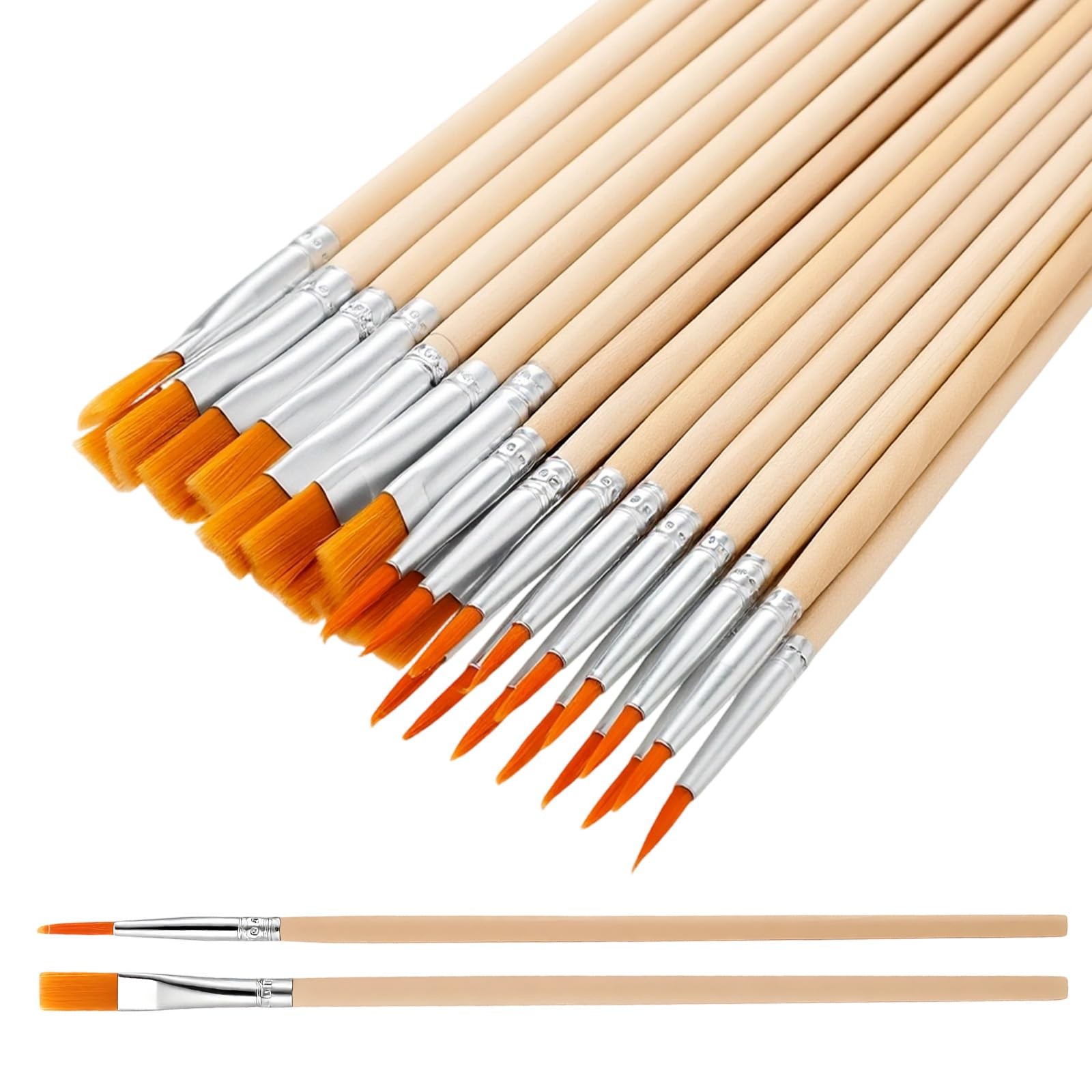 30 Pcs Paint Brushes Set, Nylon Hair Brush Set Artist Paint Brushes Round Poi...