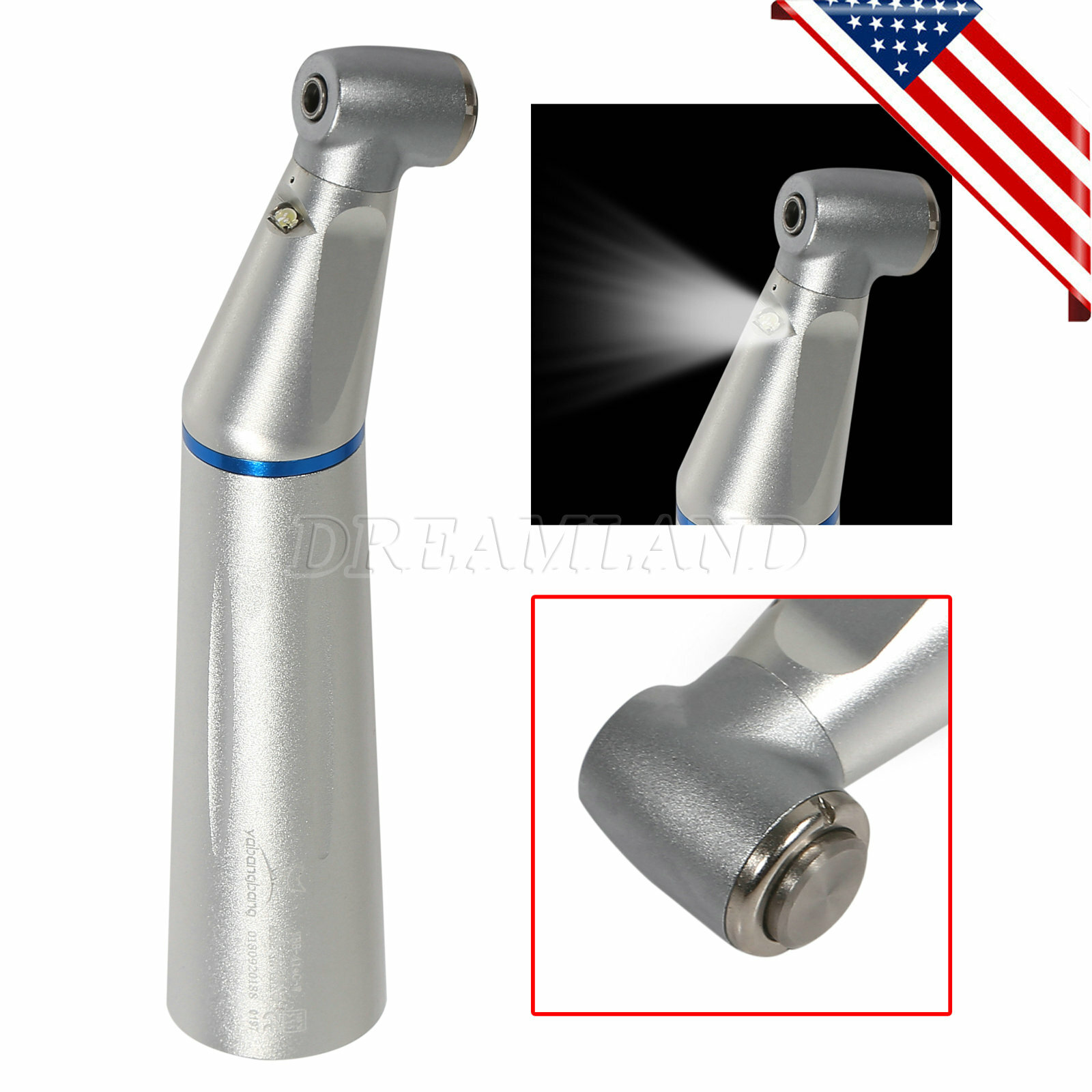 Dental low Speed Fiber Optic LED Contra angle Handpiece Inner water Spray