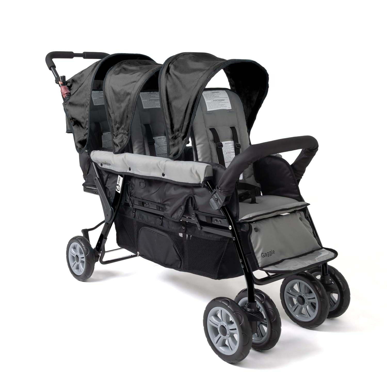 by Foundations Compass 3 Seat Triple Stroller Foot Brake Shock-Absorbing