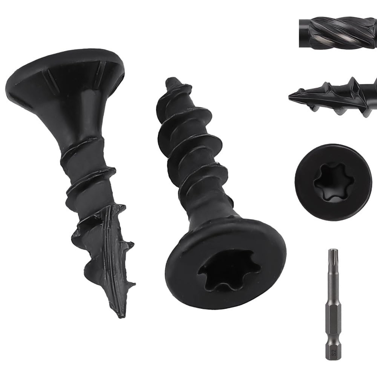 100 Pack #8 x 3/4" Black Deck Screws Wood Screws with Star/Torx Drive, Rust R...
