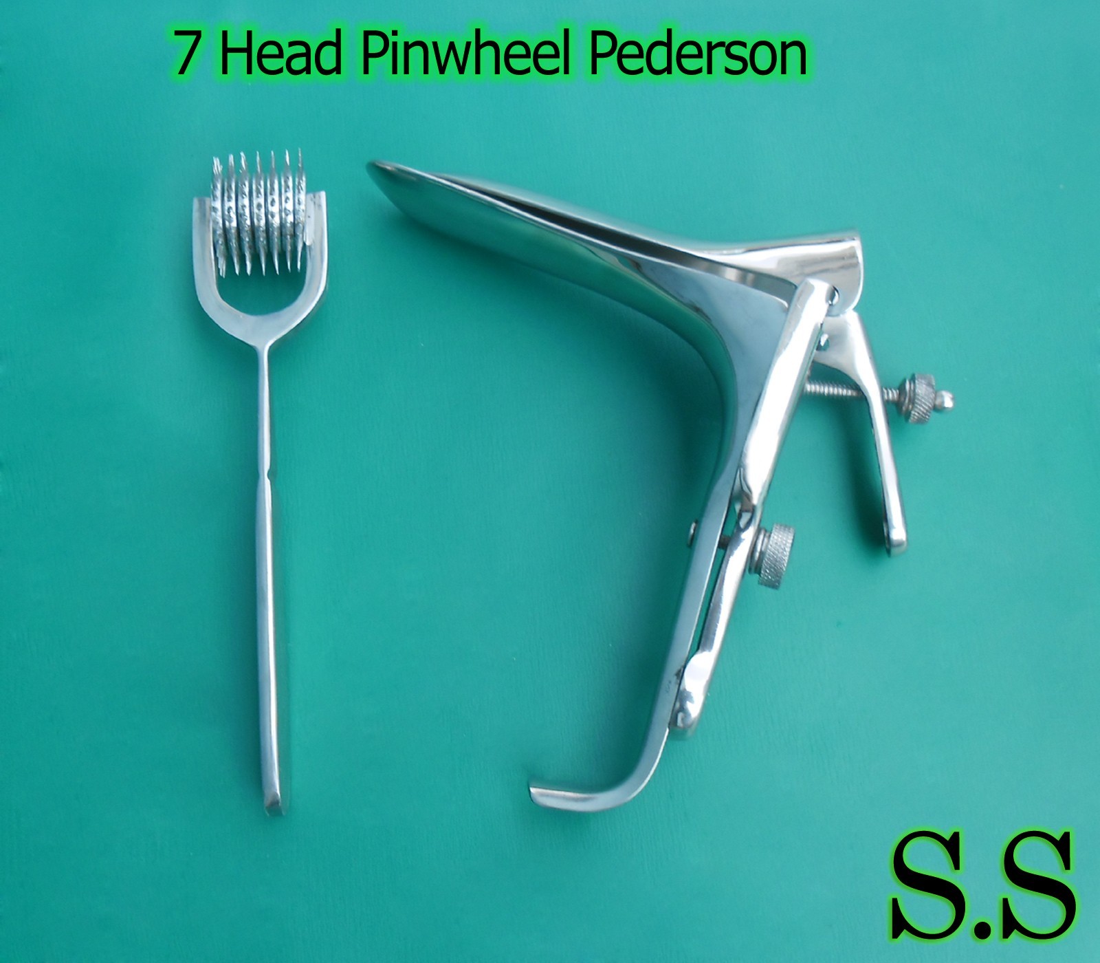 Pederson Vaginal Speculum Medium & 7 Head Pinwheel Gynecology Instrument