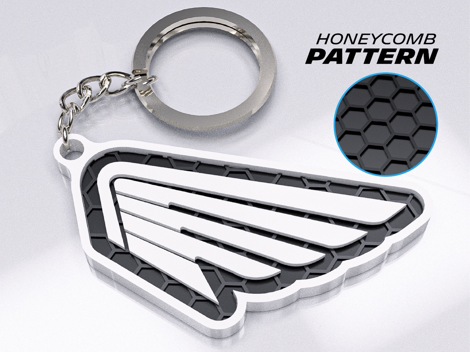 Motorcycle Enthusiast Keychain – 3D Honeycomb – Compatible With Honda