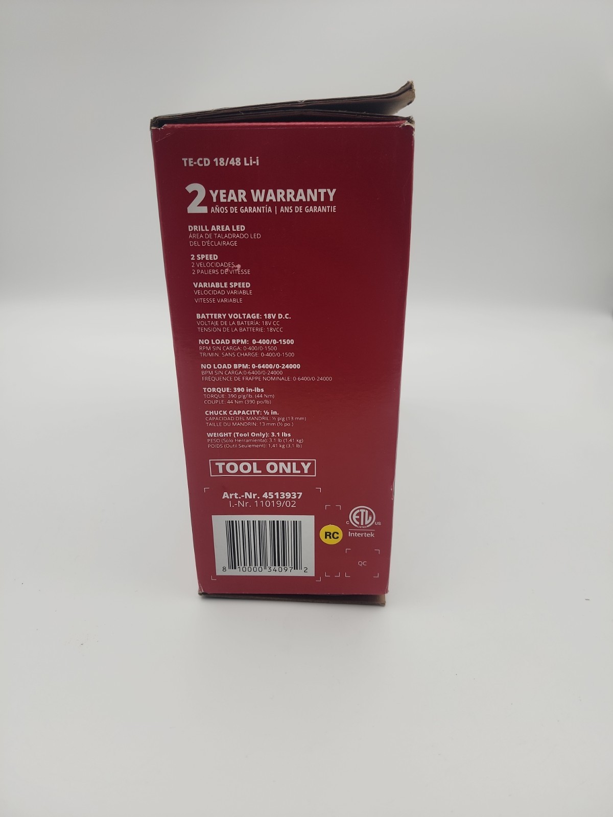 Einhell 18v 1/2 In Cordless Hammer Drill/driver