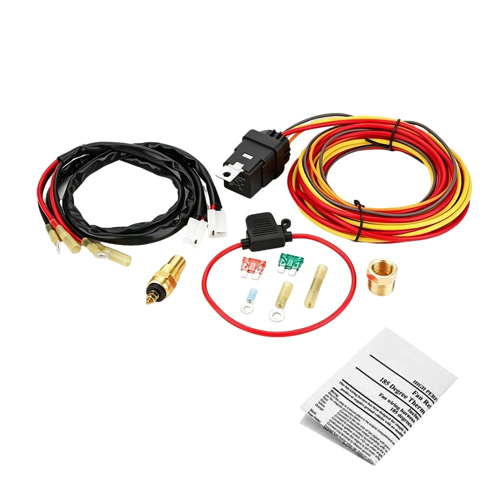 Electric Cooling Fan Wire Harness Kit 185 Degree On 165 Thermostat Switch 40/50