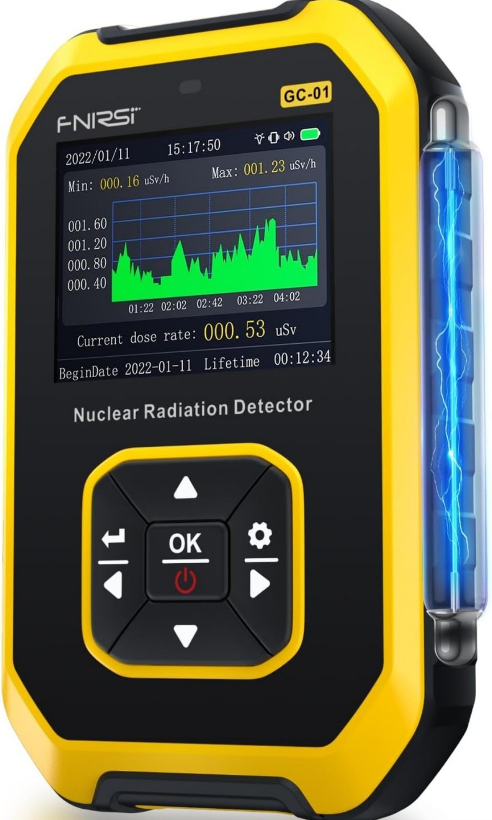 Nuclear Radiation Detector Geiger Counter Dosimeter LCD FNIRSI GC-01 , 3 Alarms