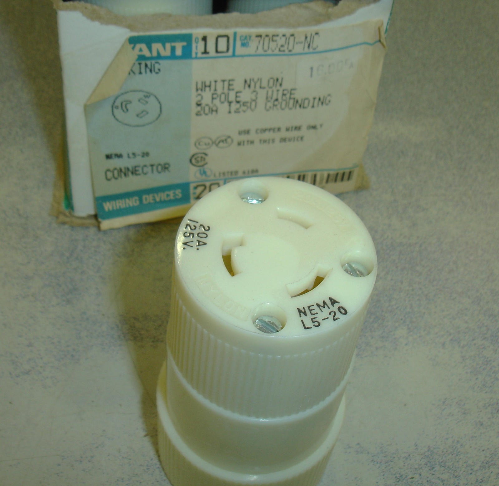 Bryant 70520-NC Nylon Nema L5-20 twistlock 20 amp 125 volt Connector female $16